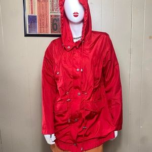 Womens water resistance long red jacket